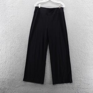 Boston Proper Beyond Travel Wide Leg Pants Medium Black Pull‎ On Nylon Stretch